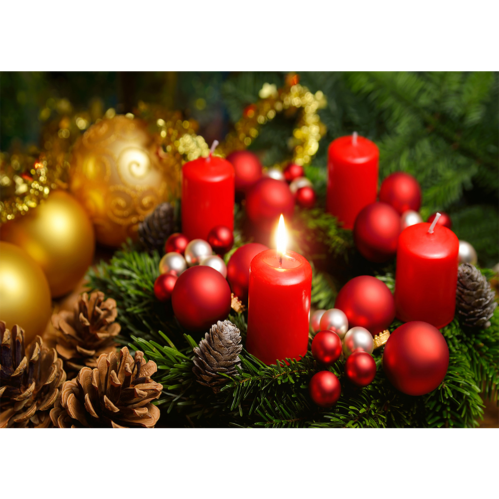 

Xmas Red Candle - Round Drill Diamond Painting - 40*30CM, 501 Original