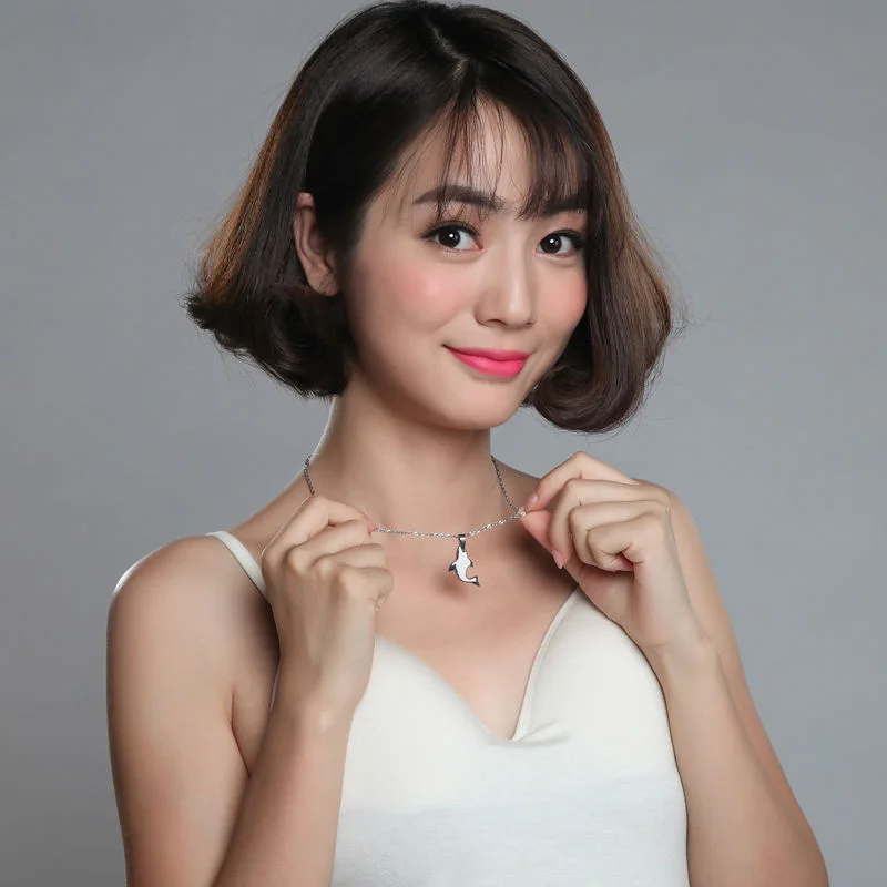 Women's Or Men's Silver Tones Cute Tungsten Carbide Fish Pendants Necklace for Woman/Girl friend Gift Never Fade Scratch Proof Jewelry Gifts For Mens And Womens