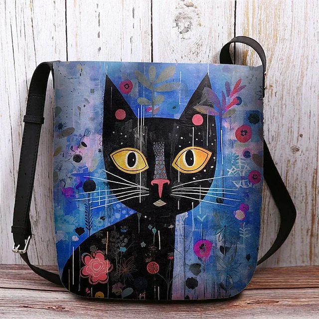 Style & Comfort for Mature Women Women's Cat Print Crossbody Bags Shoulder Bags