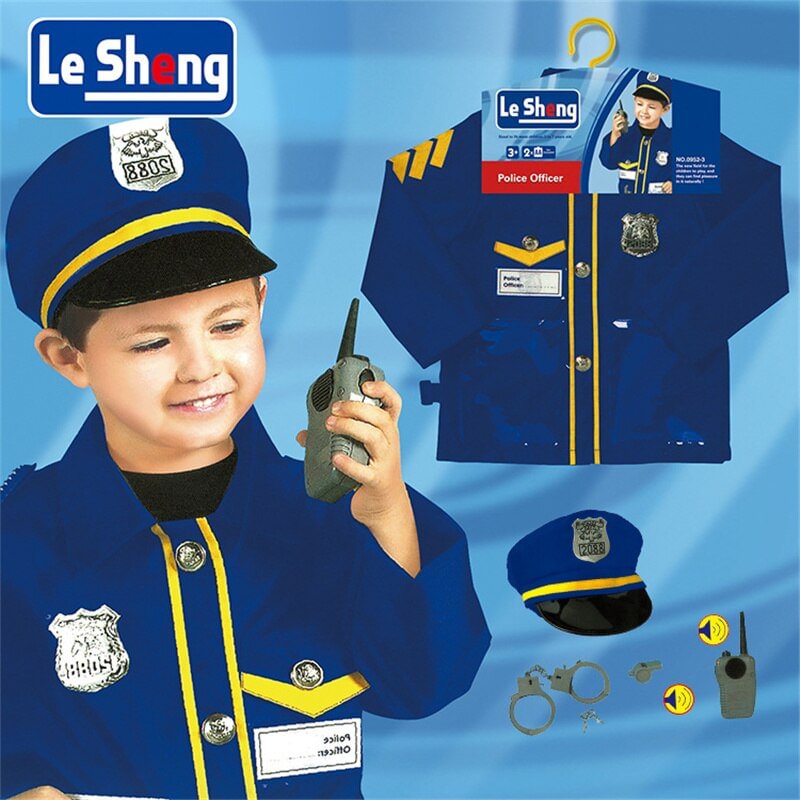 Childrens Police Costume Cosplay Uniform Suit-elleschic