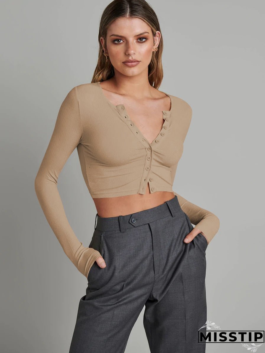 Women's Button Long-sleeved Knitted Autumn Fashion Wear Knitwear