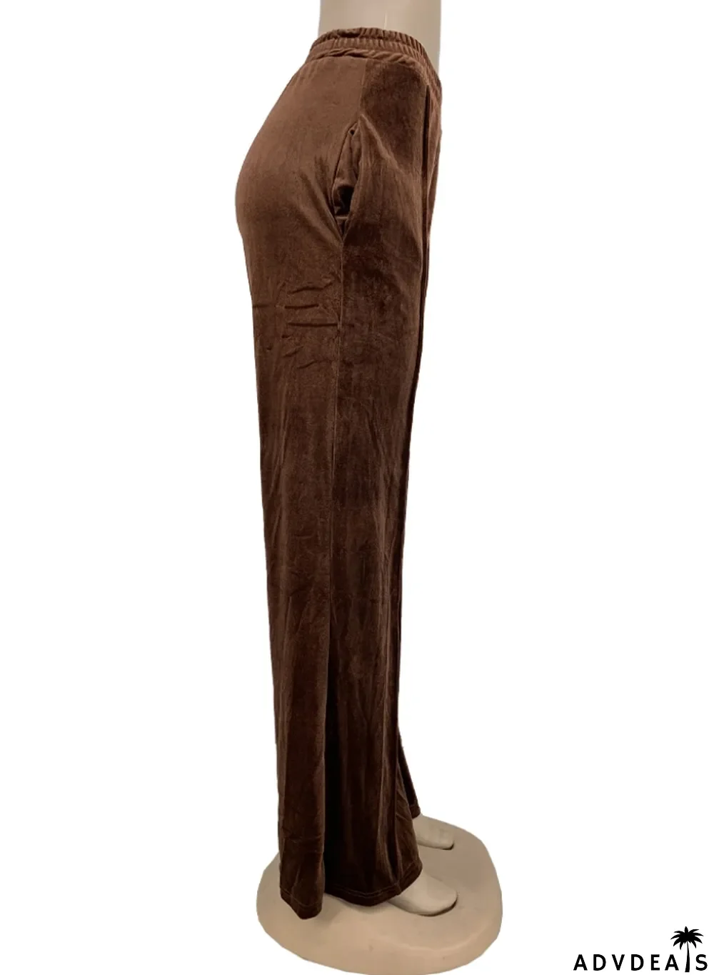 Winter Casual Brown Velvet Jogger Loose Sweatpants