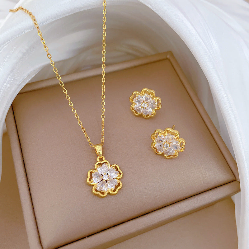 Korean Cosmos Geometric Titanium Steel Electroplating Earrings