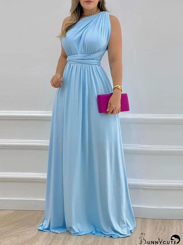 Dresses Solid Sloping Shoulder Bare Back Dress for Women