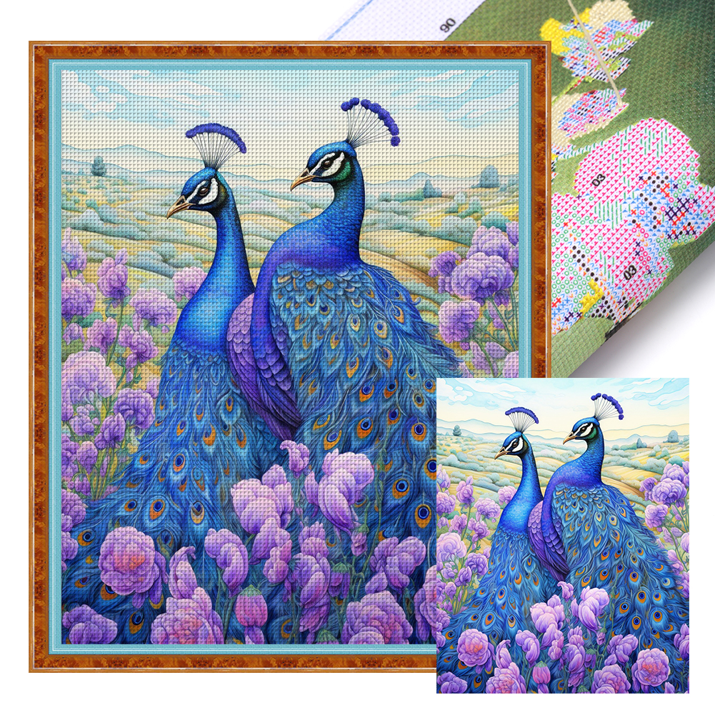 Peacock Full 16CT Pre-stamped Canvas(45*55cm) Cross Stitch