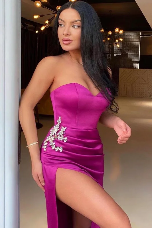Sweetheart Sleeveless Mermaid Prom Gown with Dazzling Split