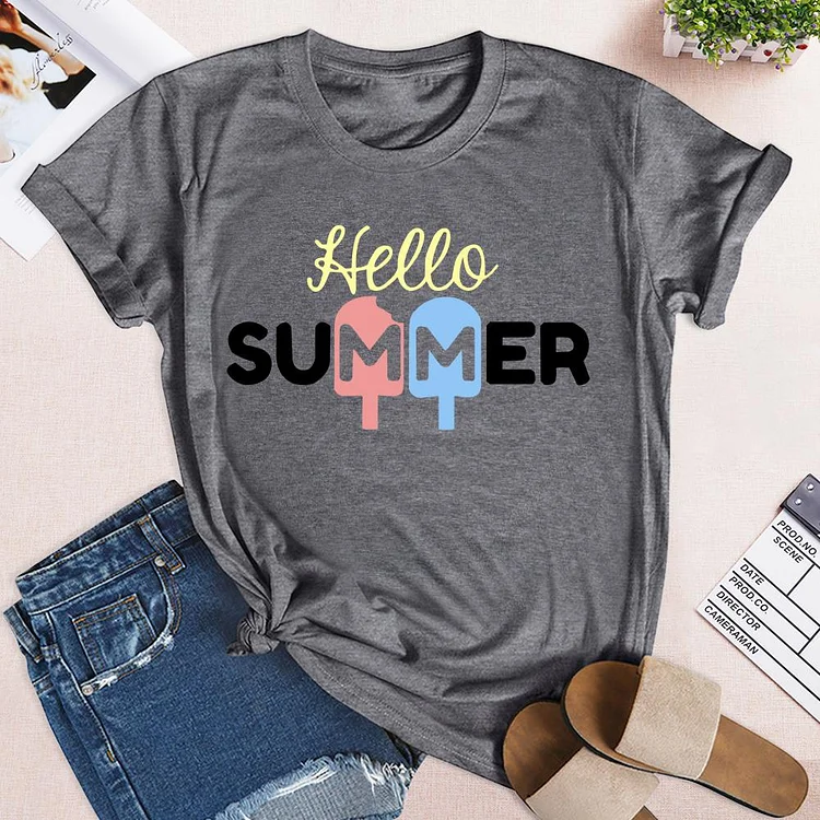 Hello summer and colorful ice cream T-Shirt-04124