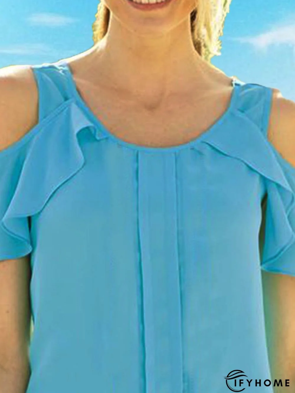 Round Neck Plain Casual Short Sleeve Top | IFYHOME