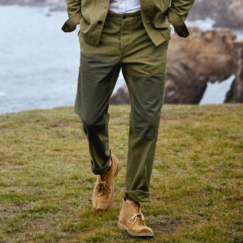 Men's Solid Color Patch Work Straight Cargo Pants