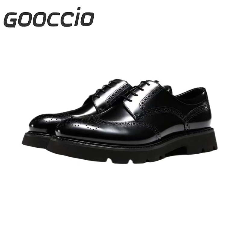 TF184 Calf-Skin Brogue-Carving Derby Shoes For Men GOOCCIO   