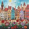 Colorful Houses-14CT Stamped Cross Stitch 40*40cm/15.75*15.75in tapestrymarket