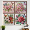 (US Only)4Pcs 30x30cm Flower 5D DIY Special Shape Crystal Partial Diamond Painting Kit