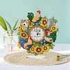 5D DIY Special Shape Diamond Painting Desk Ornament Handmade Clock Kit(Sunflower Rooster)