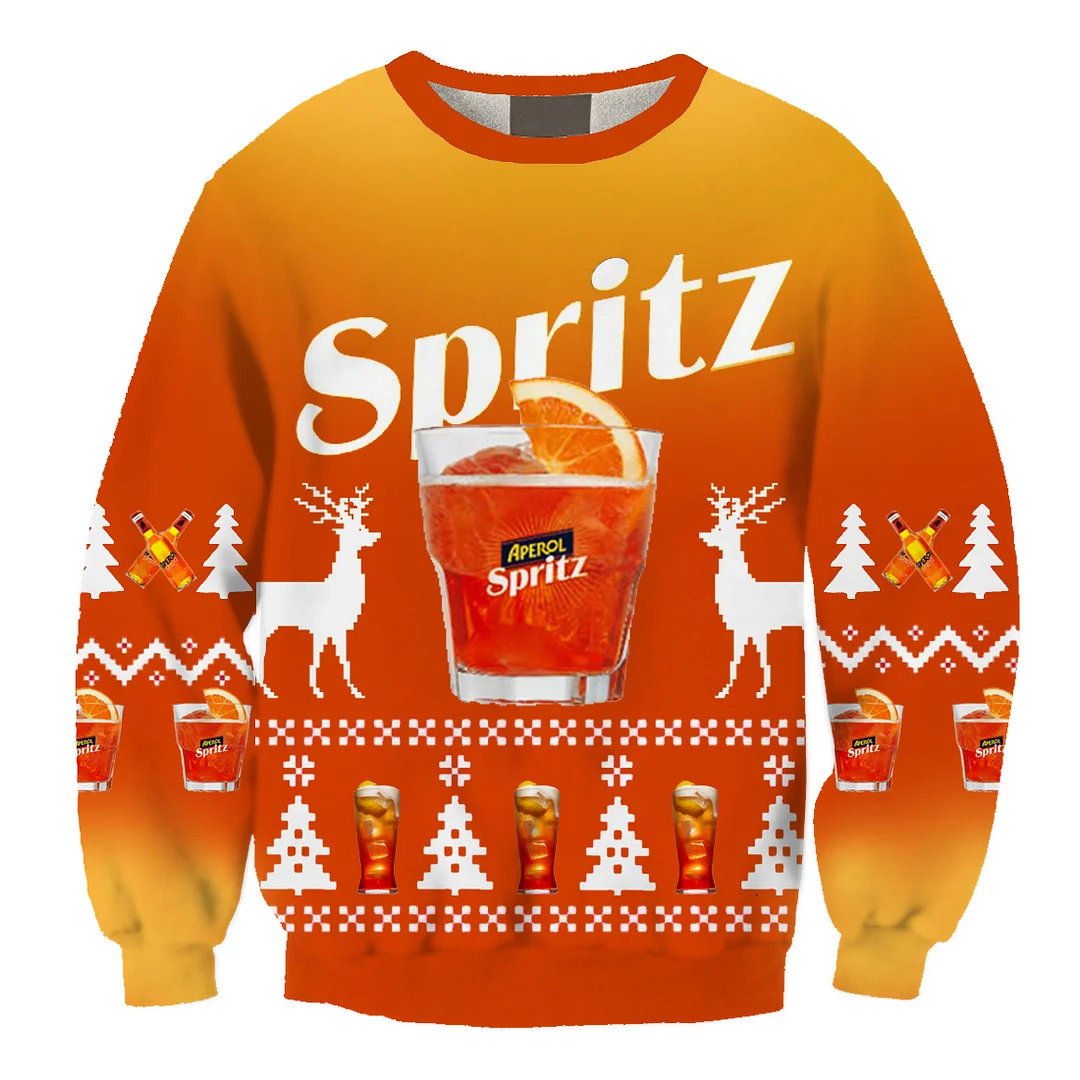 Unisex Aperol Spritz Ugly Christmas Sweater、、URBENIE
