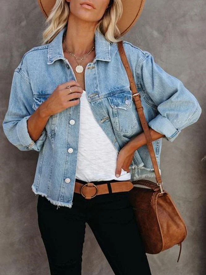 Shawl Collar Casual Denim Jackets