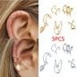 5 Piece 18K gold ladies piercing Cute Ear Cuff Cross Ear Cuff for Non-pierced for Girls Ear Clip Earrings Minimalist Earrings Cartilage Ear Cuff Simple Fashion Unique Jewelry Gift for Her - Shop Trendy Women's Fashion | TeeYours