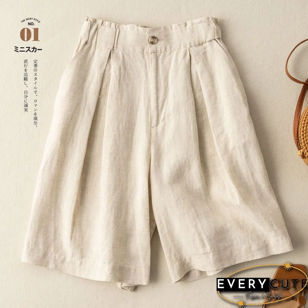 Women's Shorts with High Waisted Cotton Linen Harajuku Shorts Casual Loose Buttons Bermuda Shorts for Women Summer Plus Size 5XL