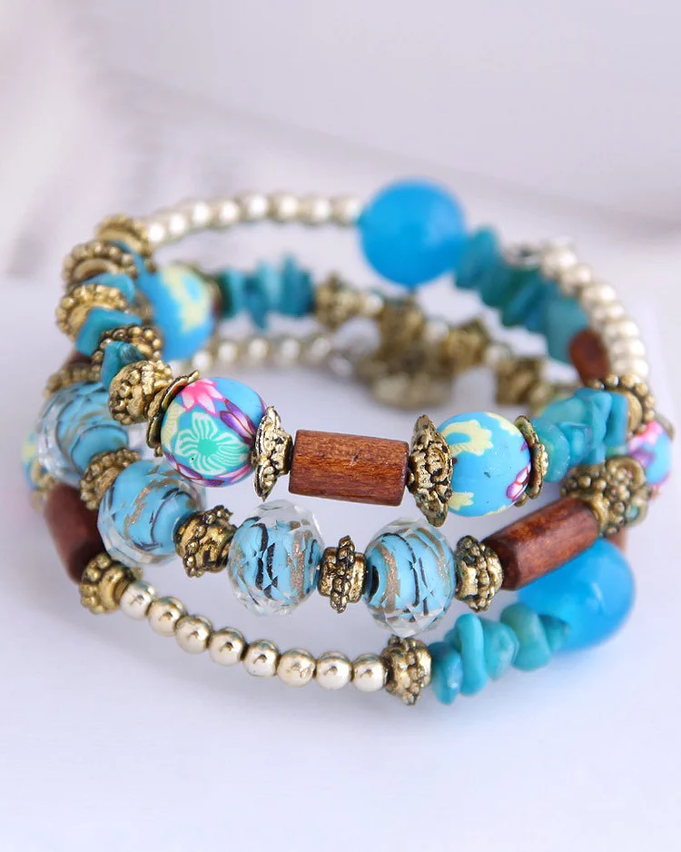 Multilayer Bracelet Ethnic Style Colored Stone Turquoise Shell Bracelet