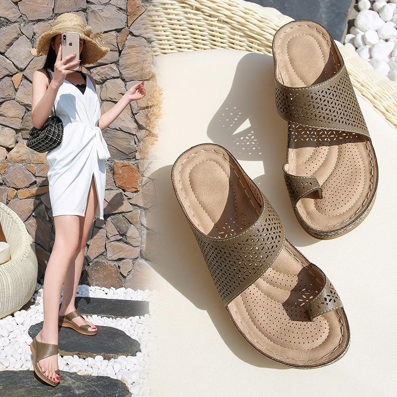 Arch Support Flip Flops Orthopedic Sandals for Women - vzzhome