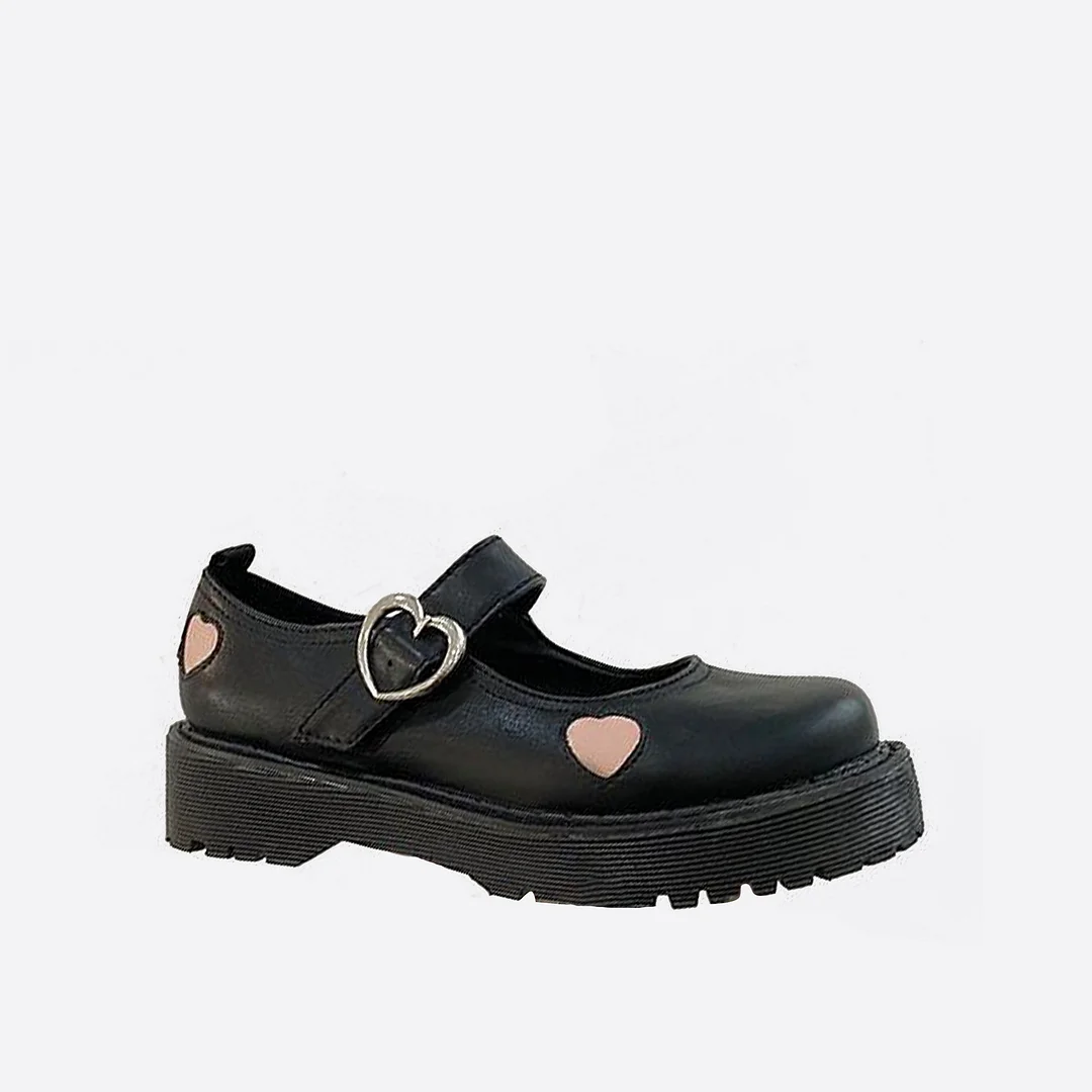Retro Platform Heart Mary Janes
