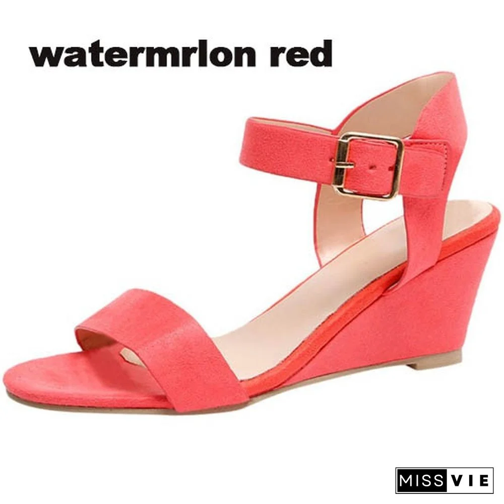 Summer new women's high-heel buckle sandals temperament versatile Size：EU 35-43