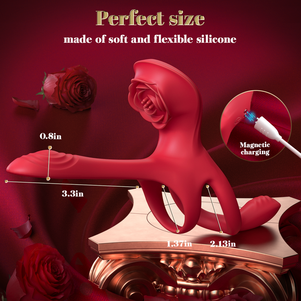 Vibrating Cock Ring Rose Couple Sex Toys With Clitoral Anal 5 In 1 Stimulator