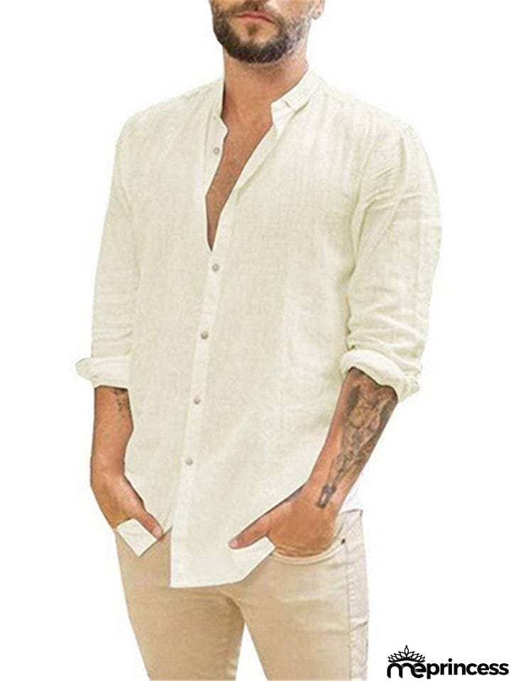 Button Up Black Long Sleeve Shirt Mens
