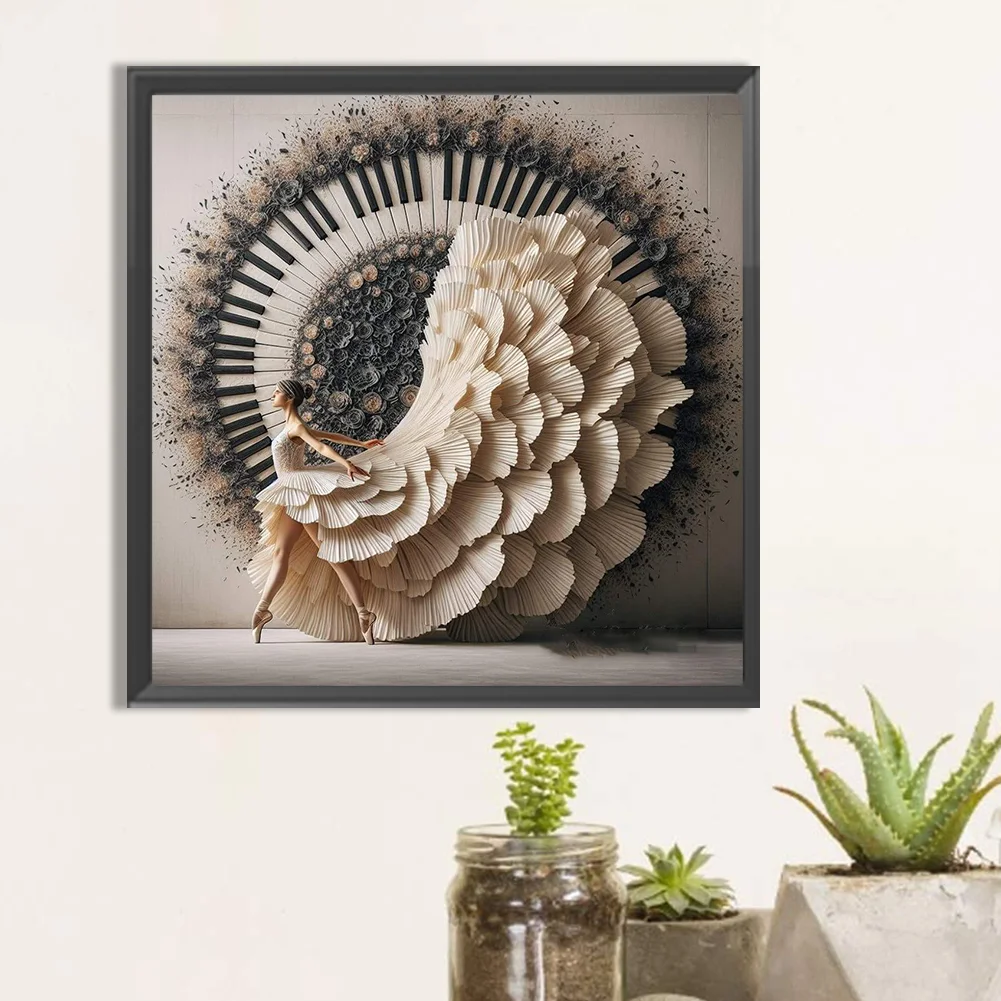 Diamond Painting - Full Round Drill - Piano Girl(Canvas|40*40cm)