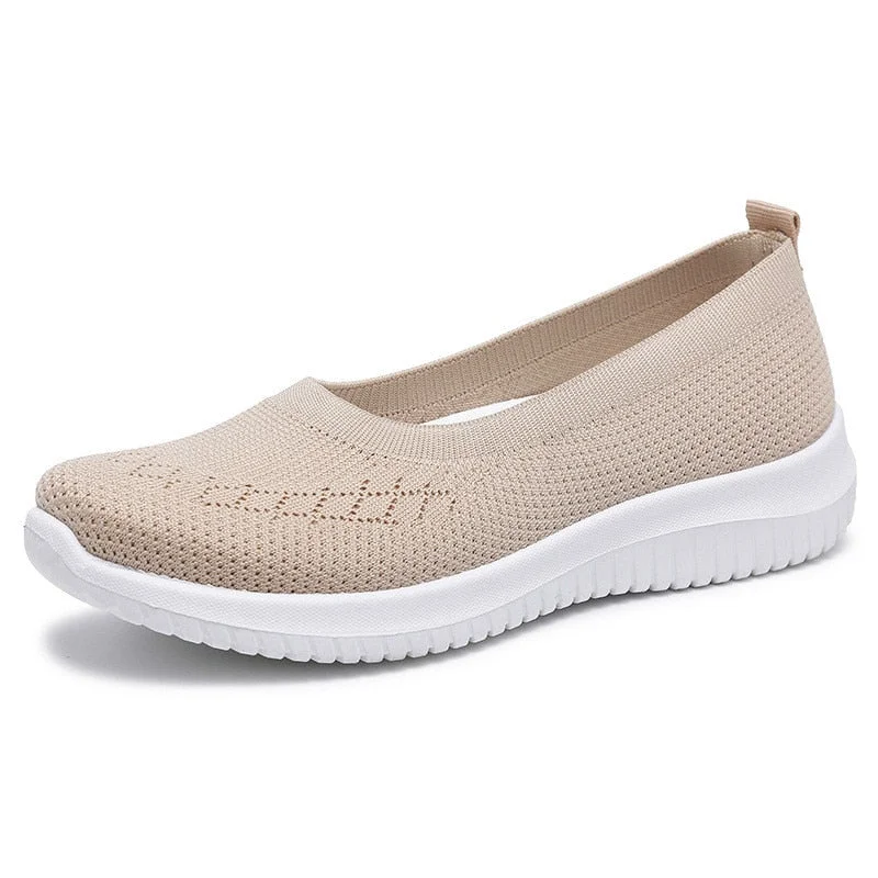 Women Casual Shoes Light Sneakers Breathable Mesh Summer knitted Vulcanized Shoes Outdoor Slip-On Sock Shoes Plus Size Tennis 0