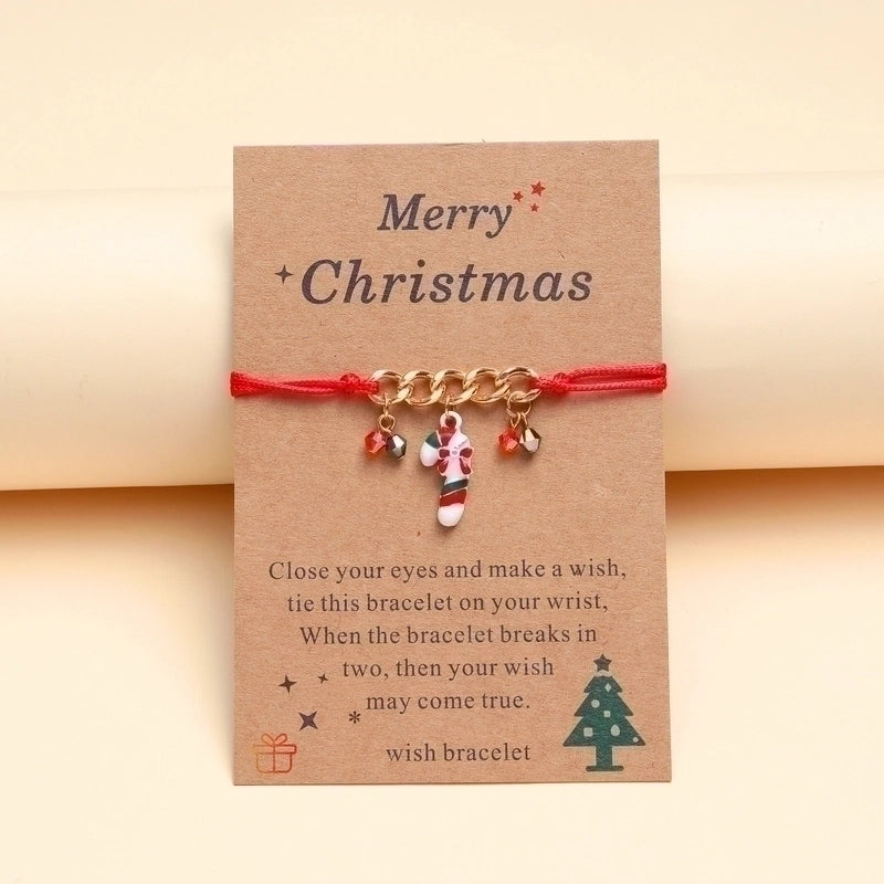 Vintage Style Romantic Artistic Christmas Socks Plaid Alloy Polyester Metal Stoving Varnish Braid Metal Christmas Couple Bracelets