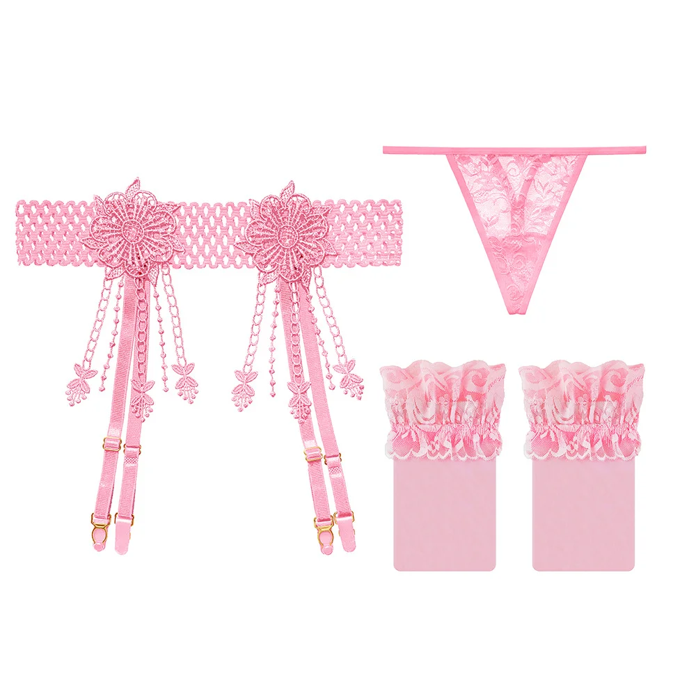 Nigikala Nigikala Silk Sexy Lace Garter Stockings 4 Claw Metal Buckle Tuxedo Seduced Long-Carpet Garter Garter 2068