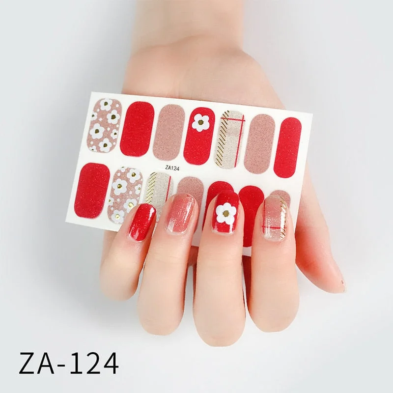 New Designs Full Cover Nail Stickers Fashion Flowers Nail Sticker Set Self Adhesive Manicure Decoracion Nail Strips-Nail Inspo
