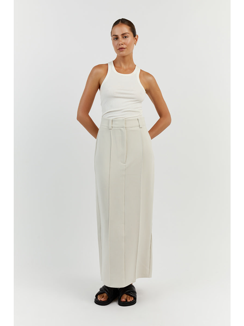 Ootddress Patchwork High Waist Slim Long Skirt Female Solid High Street Elegant Fashion Seamless Vintage White Women's Maxi Skirt