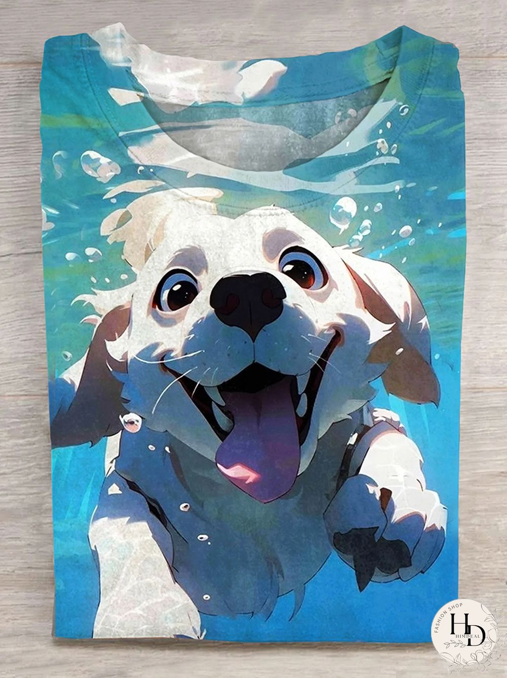 Cute Swimming Dog Art Print T-shirt