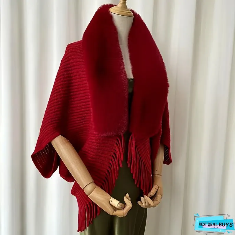 Furry Windproof Thermal Outdoor Shawls, Fall Winter Keep Warm Trendy Scarf Warp Cape Poncho For Fishing Cycling Riding