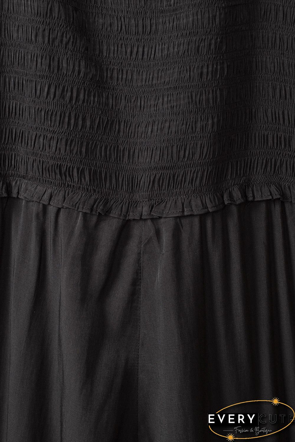 Smocked Pocketed Ruffled Sleeveless Wide Leg Jumpsuit