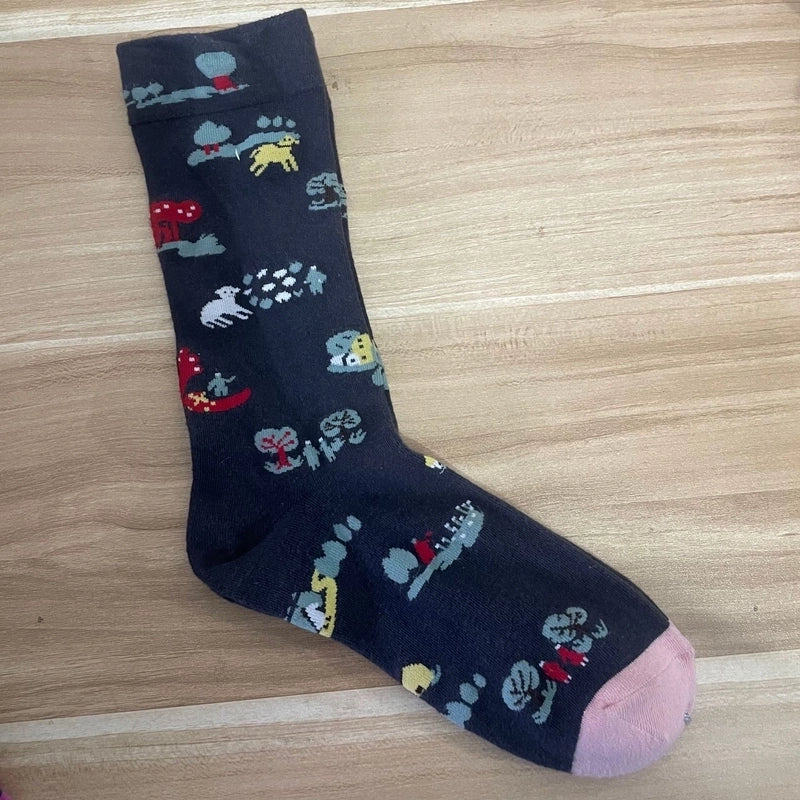 Women’s Minimalist Human Houndstooth Cotton Crew Socks A Pair