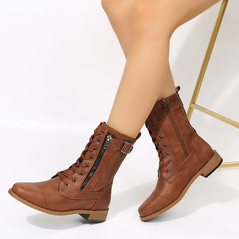 Women's Zip Flat Autumn Boots