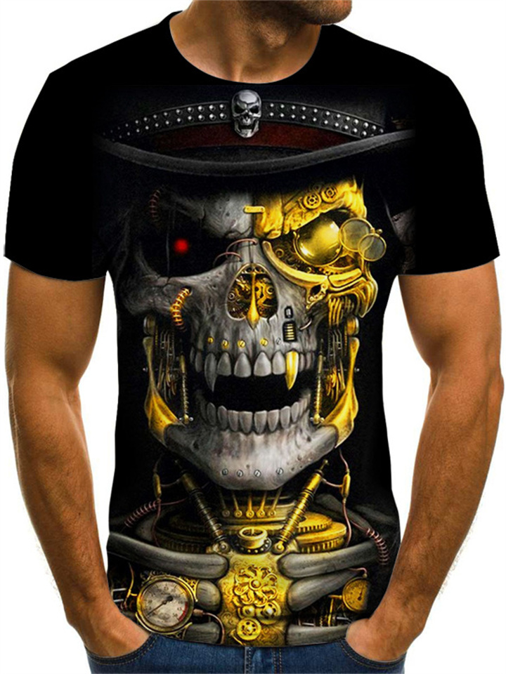 Style Details:Printing Summer New T-shirt Horror Skull Novelty Pattern 3D Printing Men's Street T-shirt