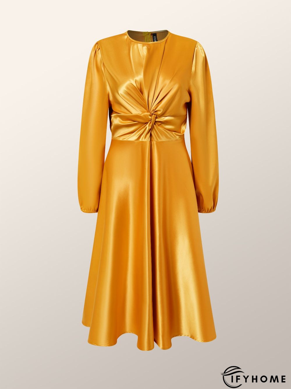 Regular Fit Plain Crew Neck Long sleeve Dress | IFYHOME