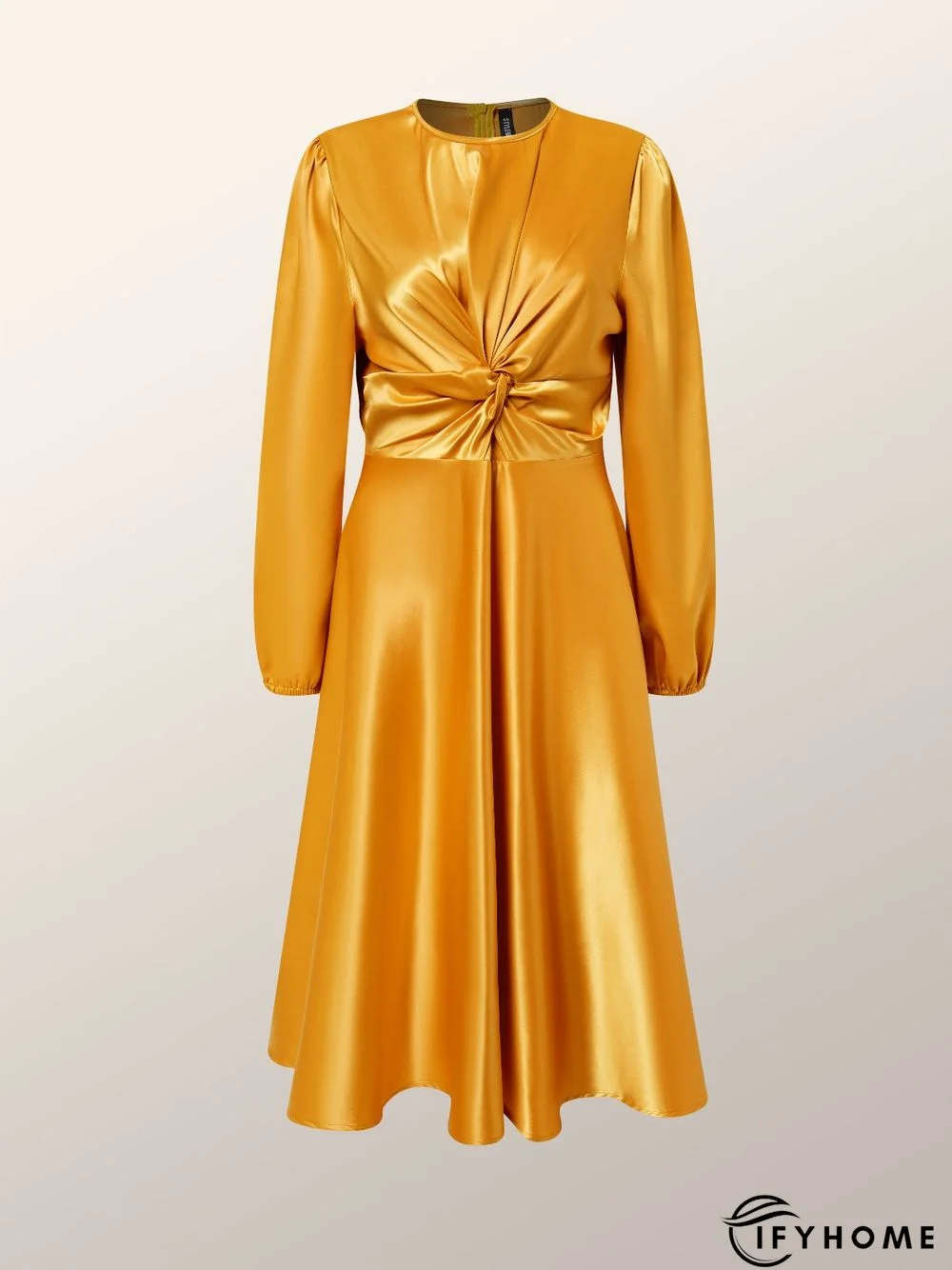 Regular Fit Plain Crew Neck Long sleeve Dress | IFYHOME