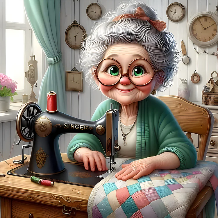 Funny Old Lady 30*30CM (Canvas) Full Round Drill Diamond Painting gbfke