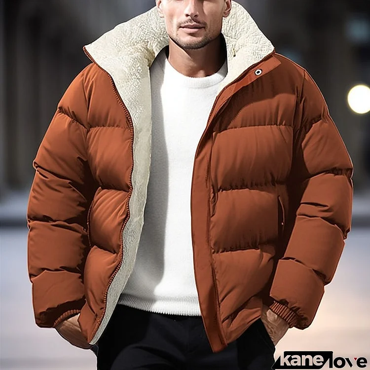 Men's Winter Coat Winter Jacket Puffer Jacket Zipper Pocket Polyster Pocket Outdoor Date Casual Daily Regular Fashion Casual Windproof Warm Winter Plain Jacket