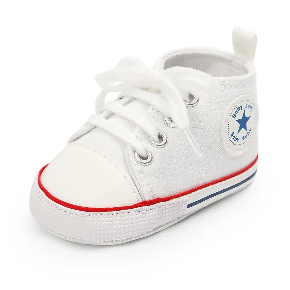 Baby Shoes Boy Girl Star Solid Sneaker Cotton Soft Anti-Slip Sole Newborn Infant First Walkers Toddler Casual Canvas Crib Shoes