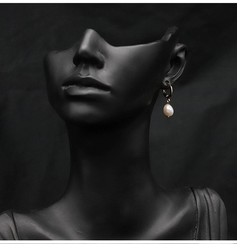 1 Pair 925 Sterling Silver Freshwater Pearl Geometric Solid Color Drop Earrings