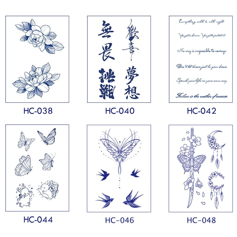 Flower Butterfly Animal Art Festival Comic Text Waterproof Full Body Arm Natural Temporary Tattoo For Men and Women