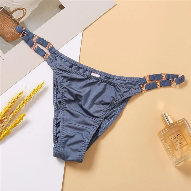 Women G-String Shinny Metal Waist Elastic T-back Slip Panty Female Nightclub Bright Thongs Women's Underpants Sexy Woman Brief
