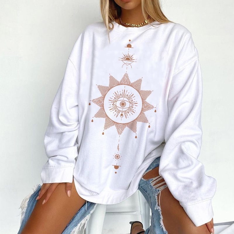 Sun patterns printed sweatshirt