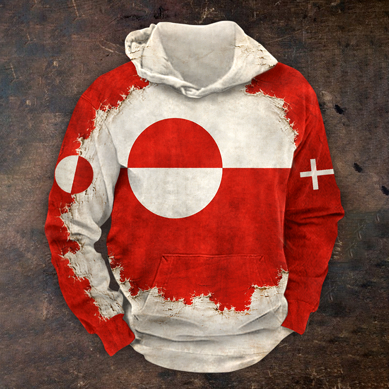 Men's Greenland Print Casual Hoodie artswardrobe