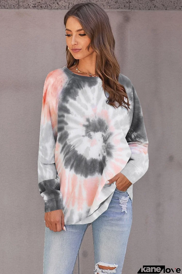 New Gray Ombre Tie Dye Loose Leisure Sweatshirt